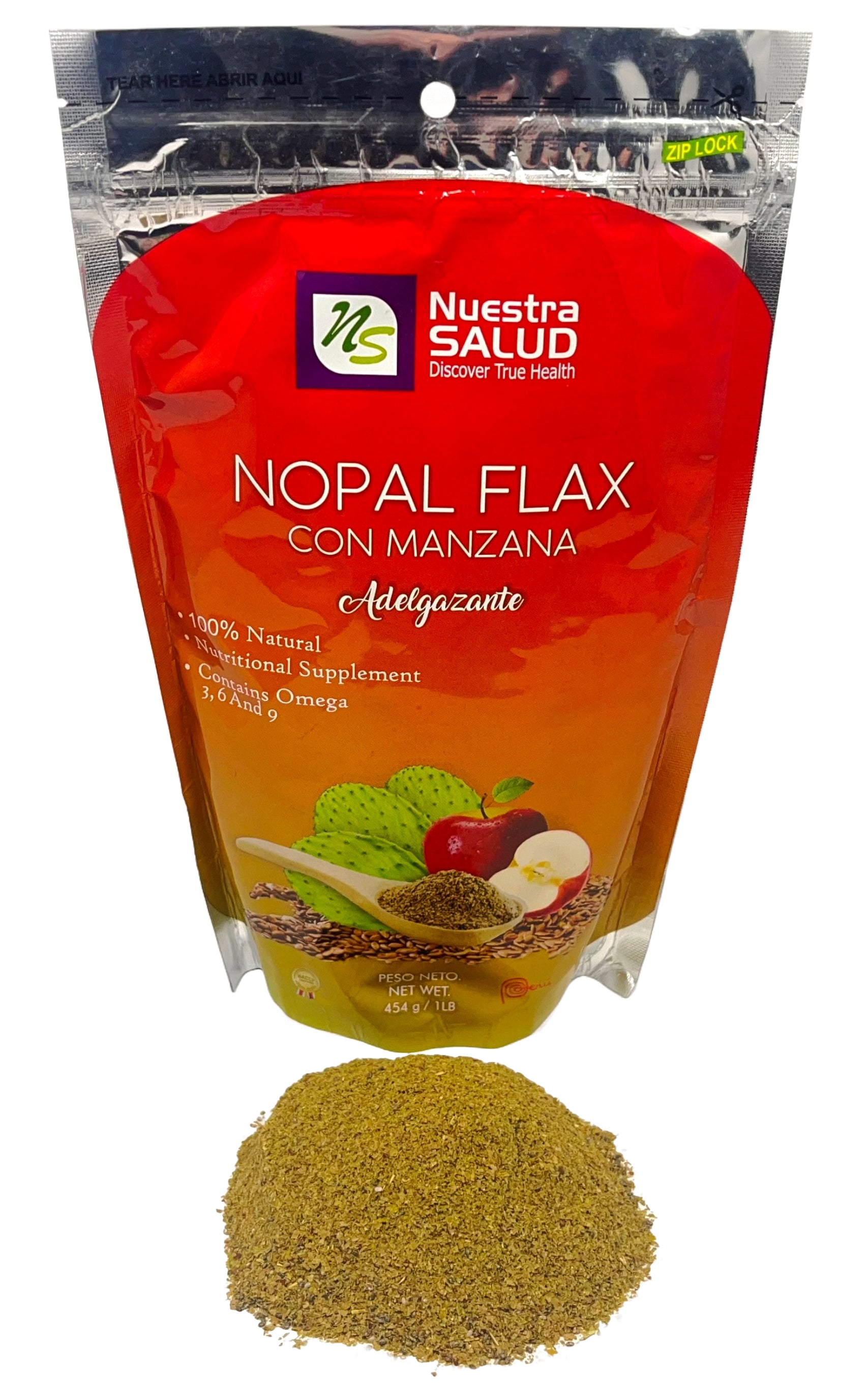 Nopal Flax Apple Plus Flaxseed Fiber (454) Colon Cleanser - Flora Herbal Infusions