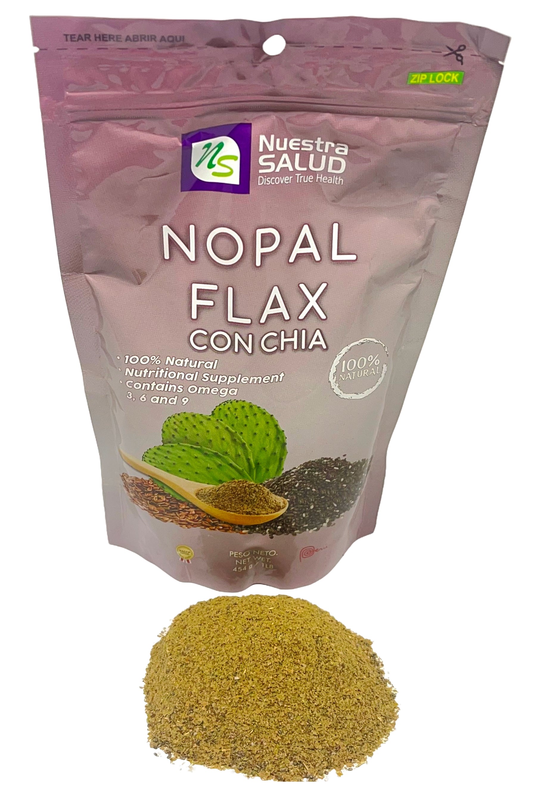 Nopal Flax Chia Seed Plus Flaxseed Colon Cleanser (454g) - Flora Herbal Infusions
