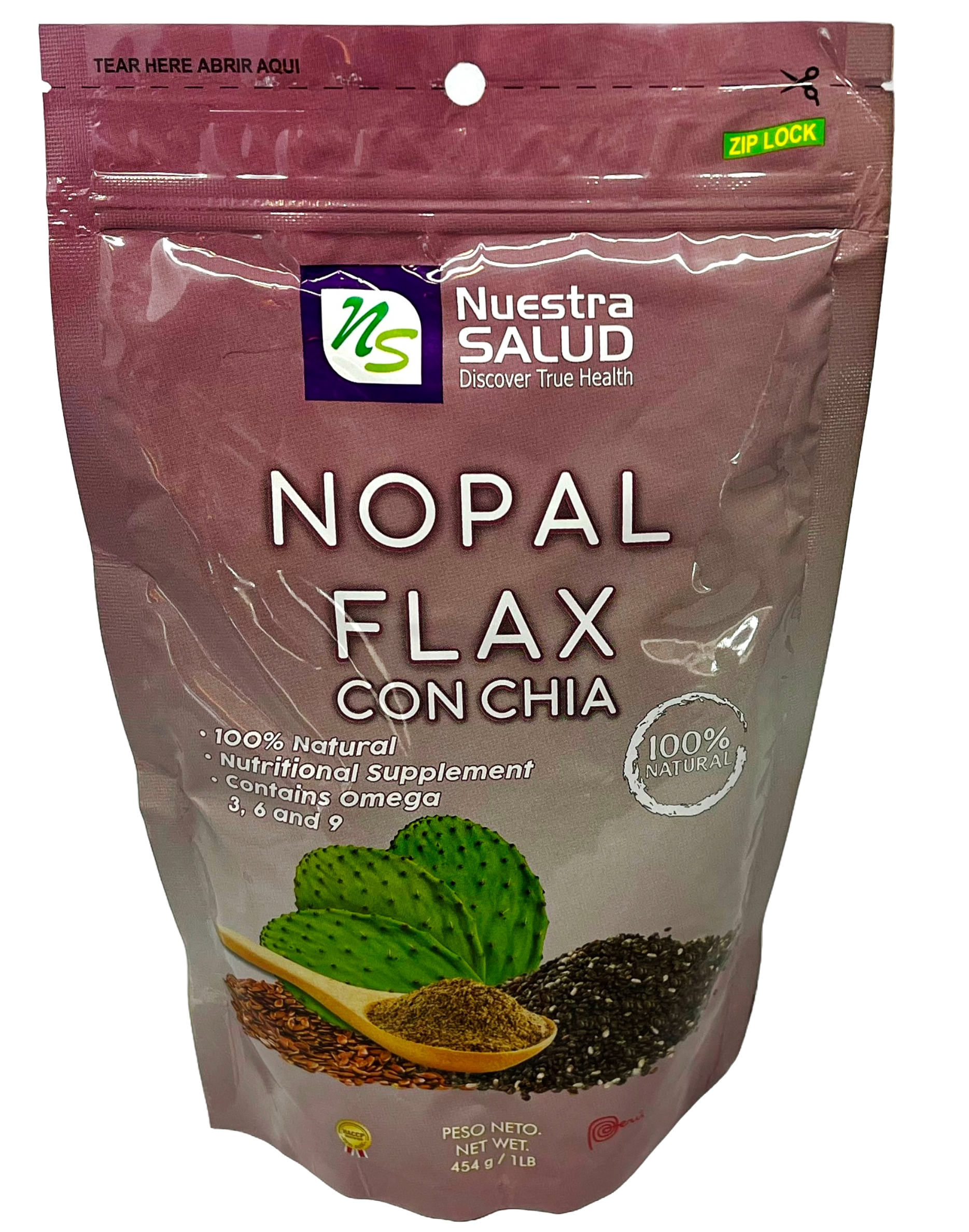 Nopal Flax Chia Seed Plus Flaxseed Colon Cleanser (454g) - Flora Herbal Infusions
