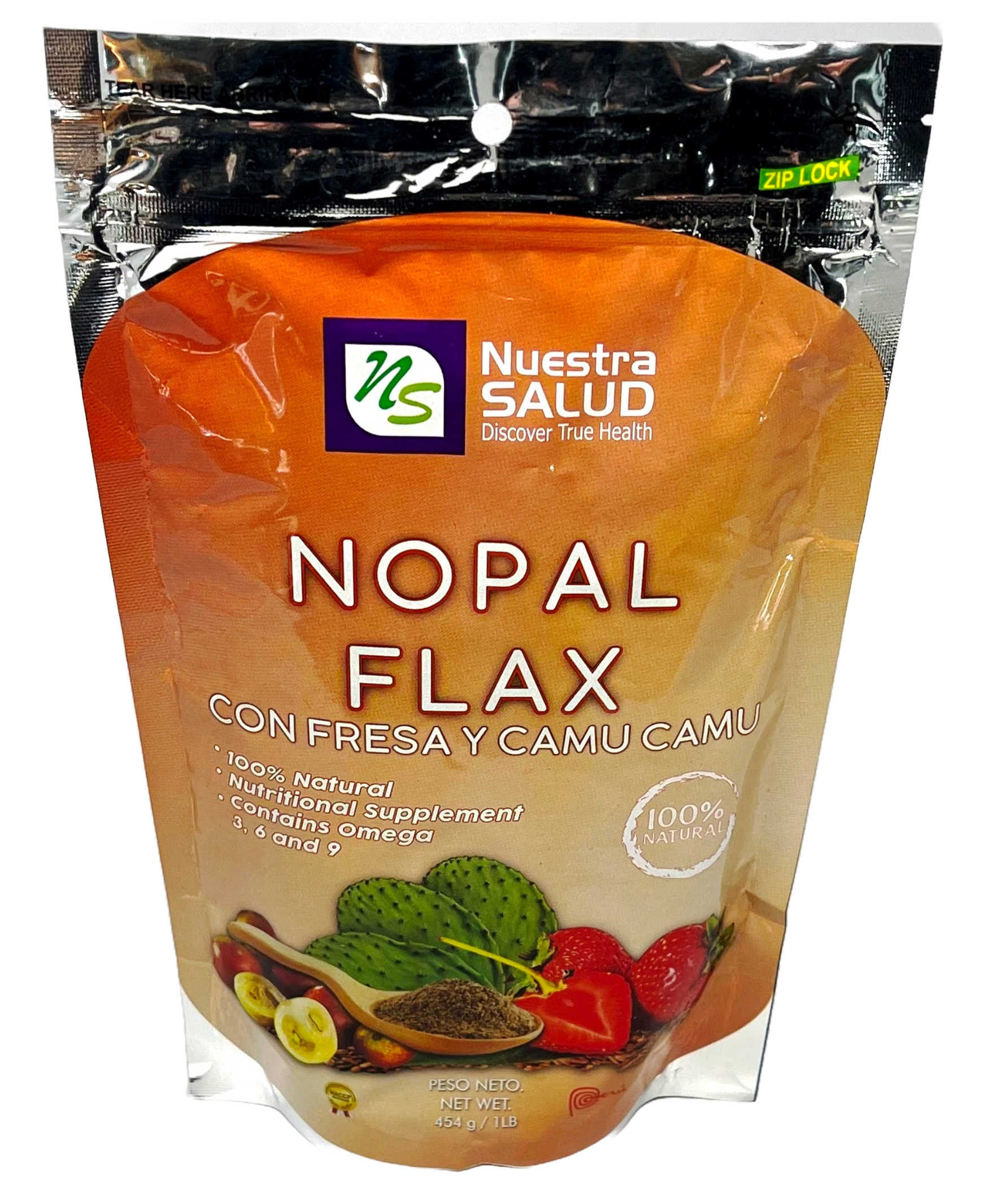 Nopal Flax Strawberry Camu Camu Plus Flaxseed Fiber Colon Cleanser (454g) - Flora Herbal Infusions