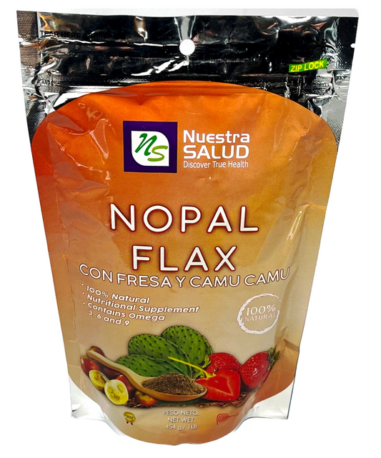 Nopal Flax Strawberry Camu Camu Plus Flaxseed Fiber Colon Cleanser (454g)