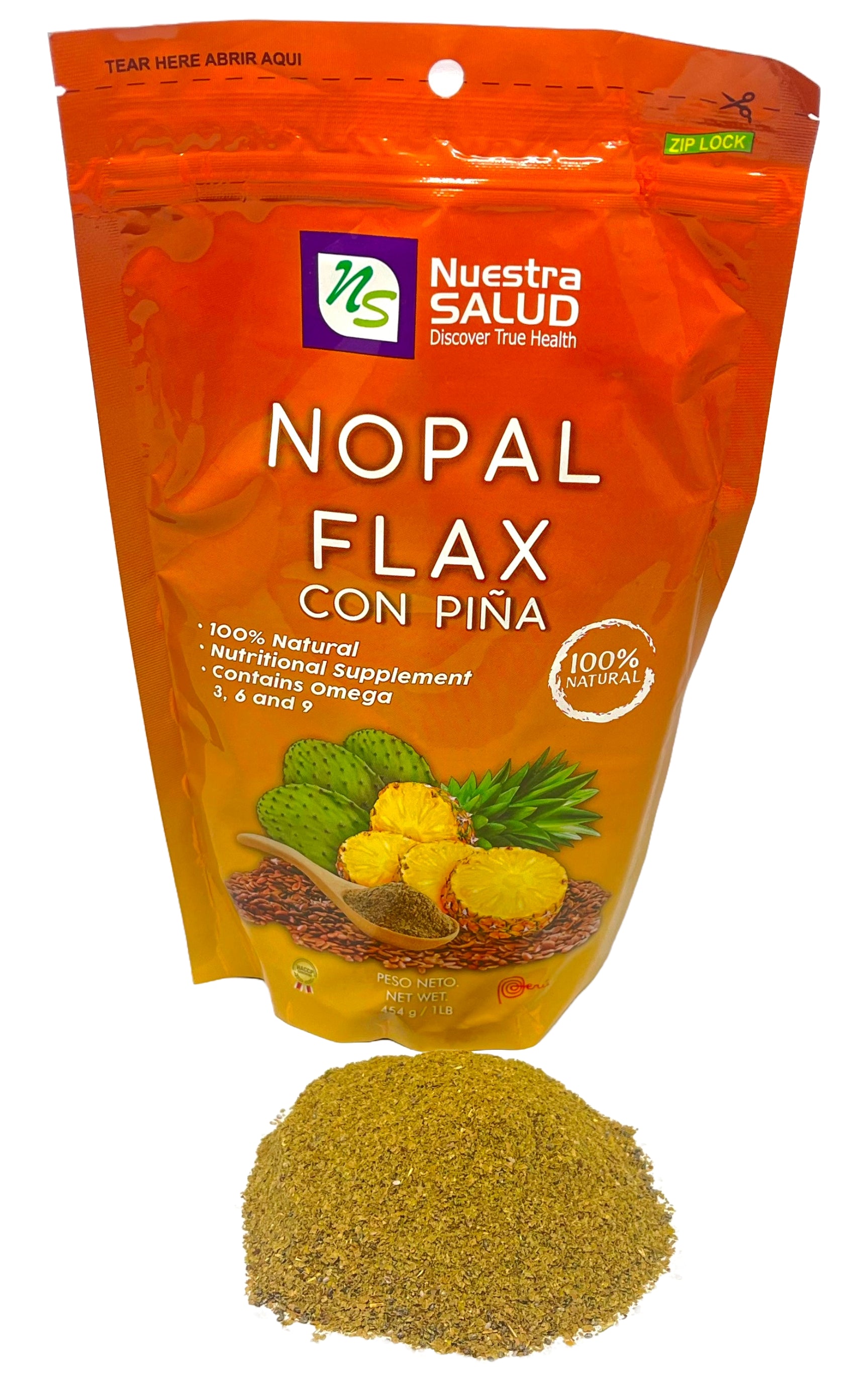 Nopal Flax Pineapple Plus Flaxseed Fiber (454g) Colon Cleanser - Flora Herbal Infusions