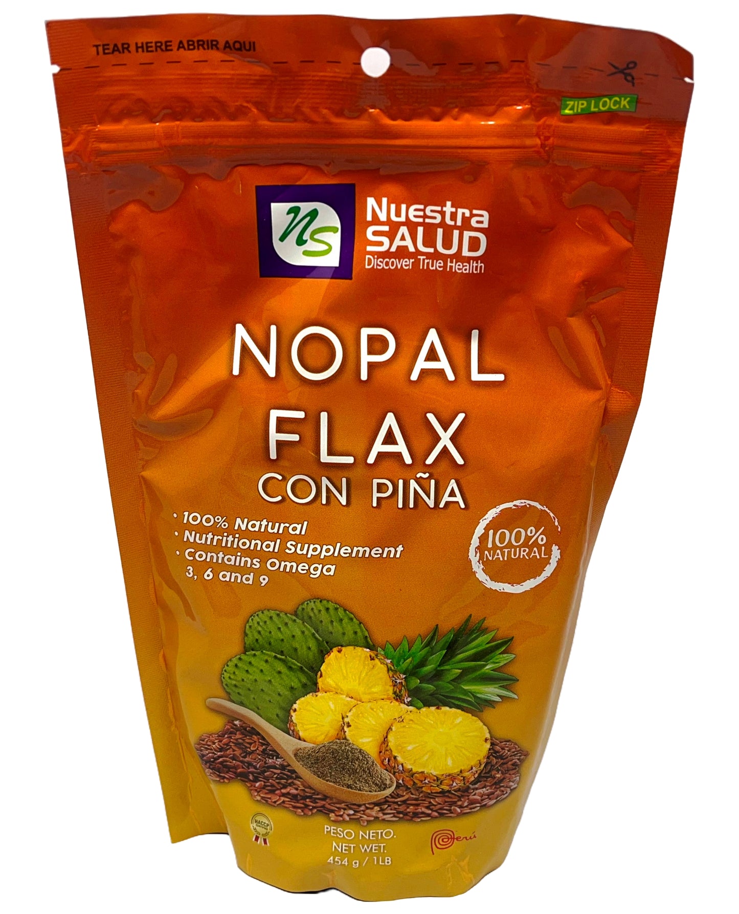 Nopal Flax Pineapple Plus Flaxseed Fiber (454g) Colon Cleanser - Flora Herbal Infusions