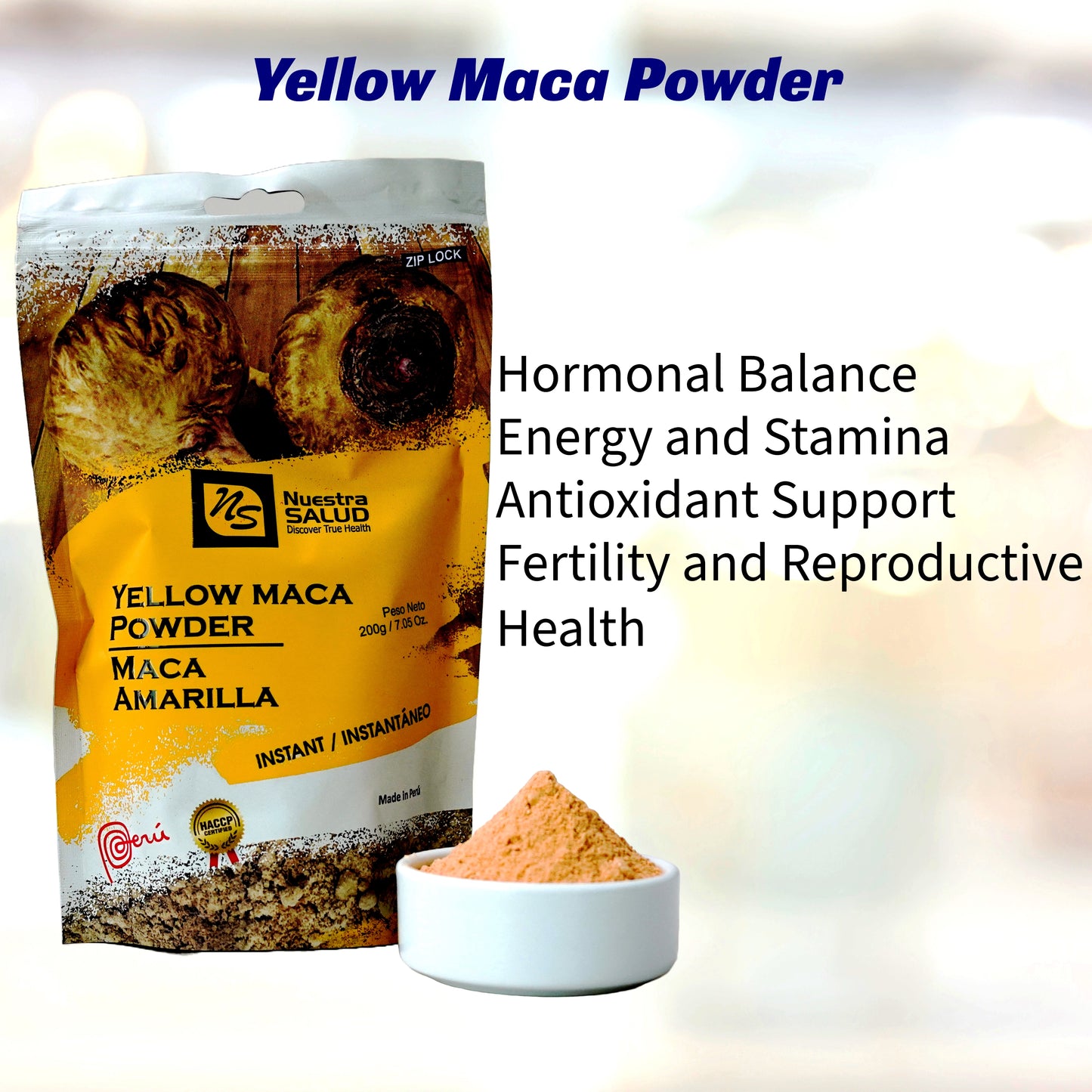Unleash Golden Yellow Maca Root Powder from Peru Boost Your Vitality Naturally Superfoods (200g)